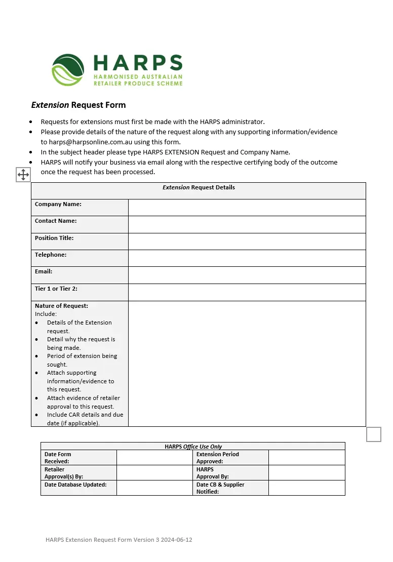 Extension Form